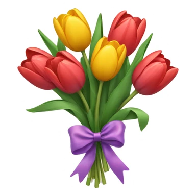 bouquet of tulips tied with a bow  sticker