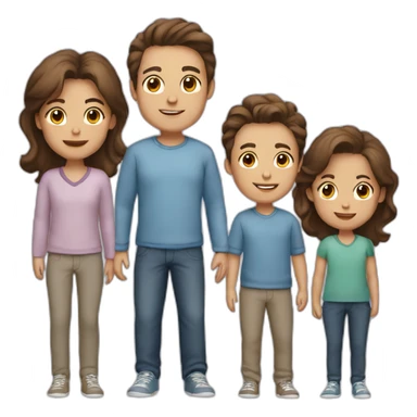 family of 4 brown hair two boys sticker