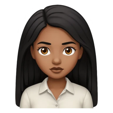A black girl with long hair and think eyebrows wearing a white shirt  sticker