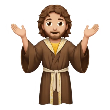 fullbody John the Baptist with wavy hair in saint robes partially submerged in water, emoji style sticker