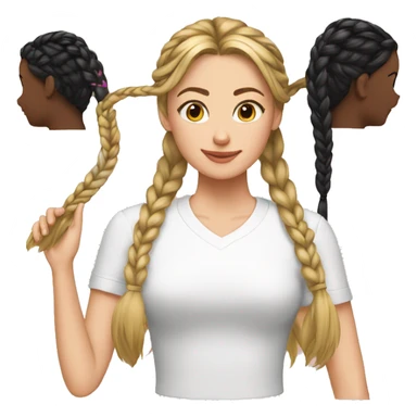 White Emma is braiding black Jenna’s hair sticker