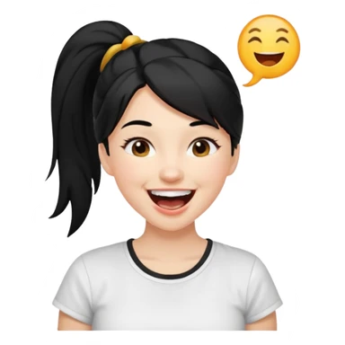 Cewe Ceria Kulit putih cerah, rambut hitam dikuncir dewasa Pakai gile putih. Lagi ketawa lepas sticker