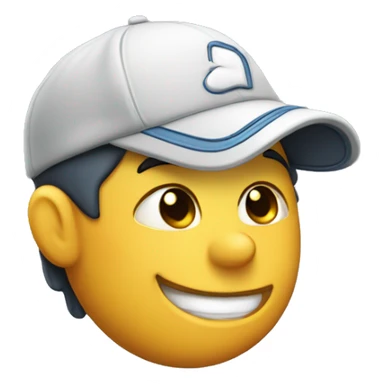 person wearing a ball cap, winking, lipbite, hand on chin sticker