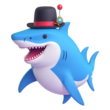 shark wearing a top hat and monocle sticker