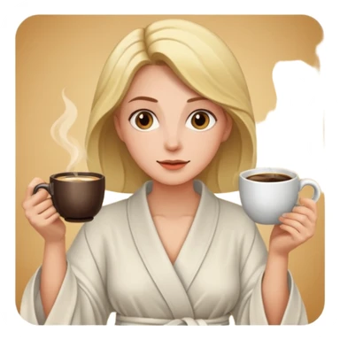 Woman drinking coffee and The edges of the eyes are wide open in the morning sticker