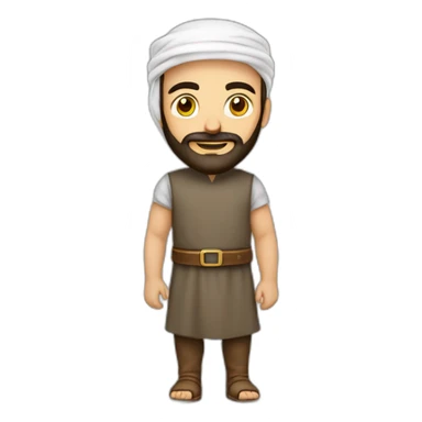 Homme arabe barbu avec arme et robe à carreau sticker