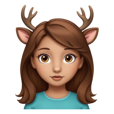 Make a cute girl deer with brown hair and big brown eyes give her lashes and her skin medium sticker