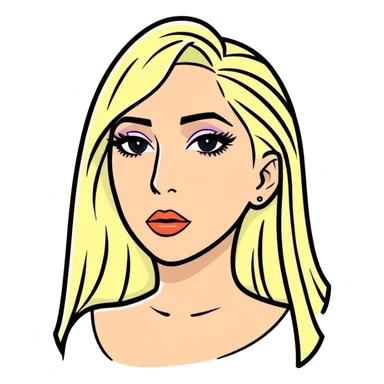 Hyperrealism, ultra detailed, clean lines, high quality, illustration of lady gaga sticker
