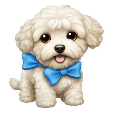 Maltipoo with a blue bow sticker