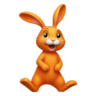 orange rabbit stands on two legs sticker