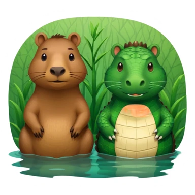 Capybara with a crocodile sticker