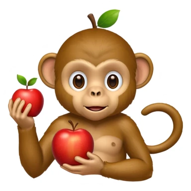 Monkey holding apple sticker