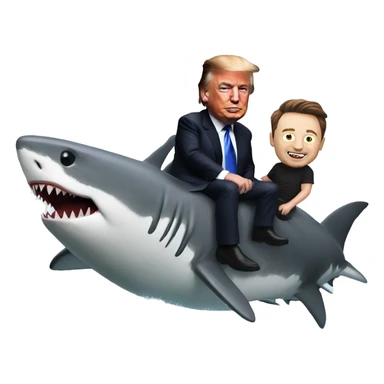 Donald Trump riding a shark and elon musk sticker
