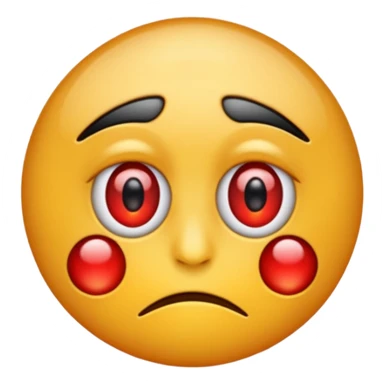 Red eye emoji after crying sticker