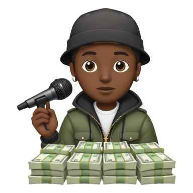 Rapper with a microphone and money sticker