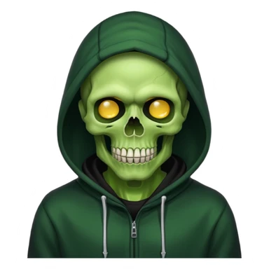 green skull man in black hoodie sticker