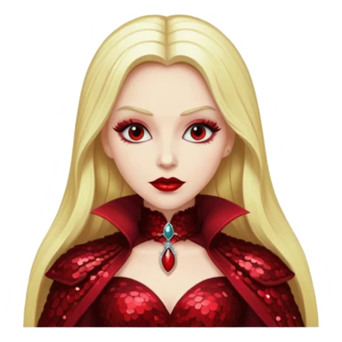 Countess Dracula from Universal Monsters with long blonde hair, dark red sequin outfit sticker