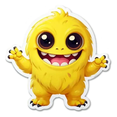 kind funny yellow baby monster sticker