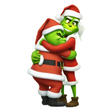 Grinch hugs santa claus sticker