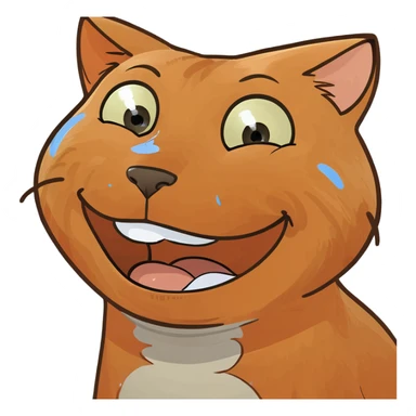 cartoon orange cat laughing with tears  sticker