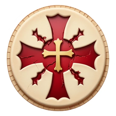 Cracked communion wafer bleeding from the center, heretical gothic symbol sticker