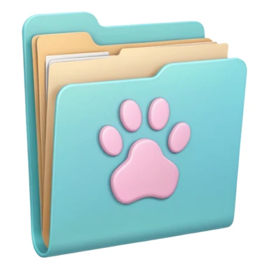 a pastel folder of documents with a pawprint on it sticker