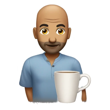 Bald Desi man with mug sticker