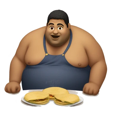 Fat guy eating Colombian Arepas sticker