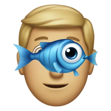 The blue fish had buttons on its eyes. sticker