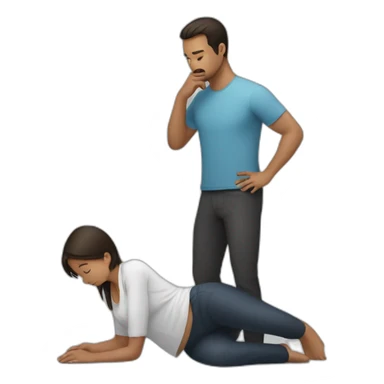 Woman on knees facing man sticker