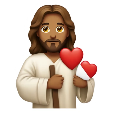 Jesus holding a heart emoji  sticker