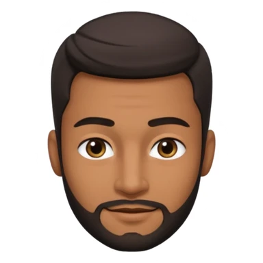 Dark olive skin man, center rised eyebrows, very light smile so that lips are very close to liner and horizontal, some how liner and small eyes sticker