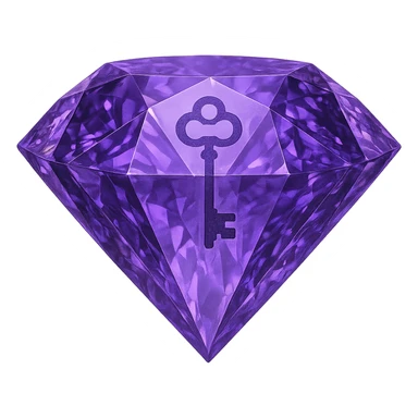 complex real diamond, color #9665db, with 🗝️key  symbol on the diamond. sticker