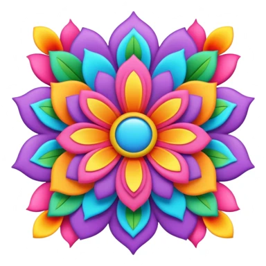 3D, psychedelic colored hippie style flower border  sticker