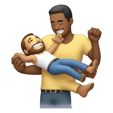 Guy tickling another guy’s abdomen. sticker