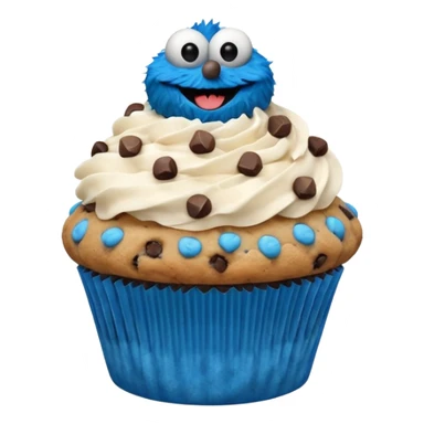 Happy Cookie Monster cupcake  sticker