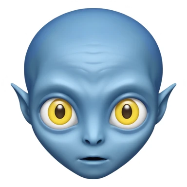 I want an alien with blue color and middle section of the forehead should be yellow sticker
