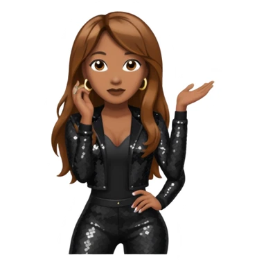 Lelee from SWV with long brown hair, black sequin outfit sticker