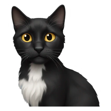 black cat long-haired with half white head sticker