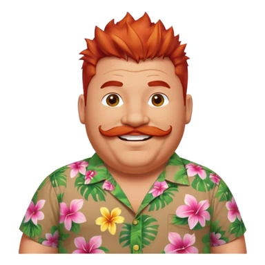 fat spiky haired happy man, red haired and mustache sticker