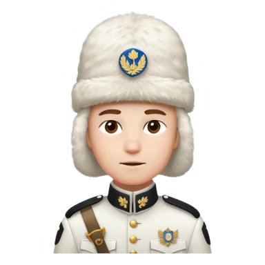 a Finnish soldier in a white uniform in a snowy landscape sticker