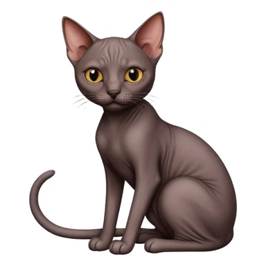 Dark hairless cat sitting sticker