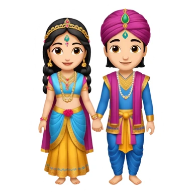 Krishna and Radha cute standing together with fuet sticker