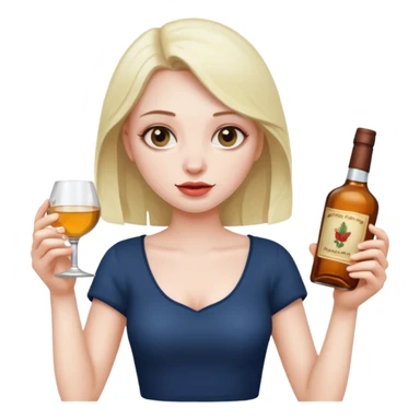 Girl drunk holding liquor bottles  sticker