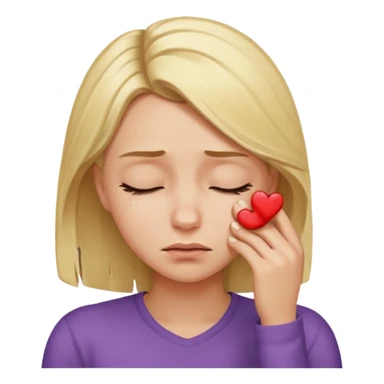 Stressed blonde girl rubbing forehead sticker