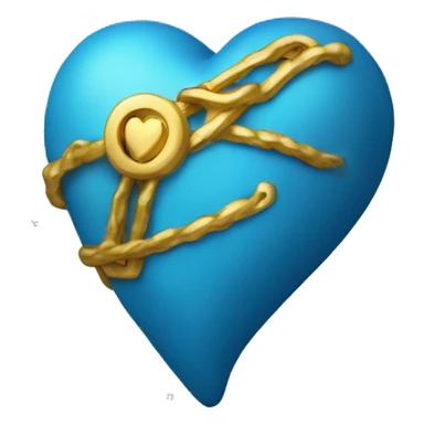 blue heart with gold  sticker