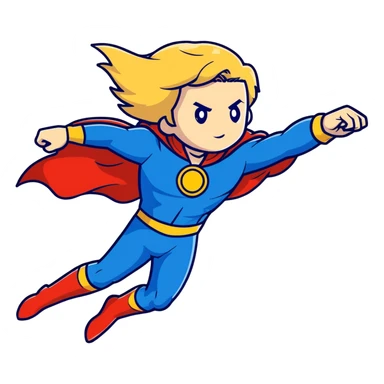 Marvel superhero Sentry with blonde hair in blue and gold costume flying with cape flowing sticker