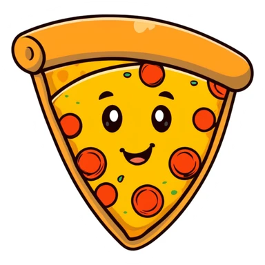 slice of pizza with a happy face sticker