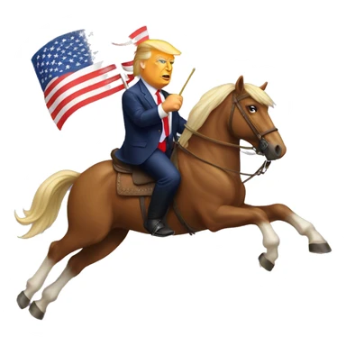 Donald trump riding a horse holding an American flag  sticker