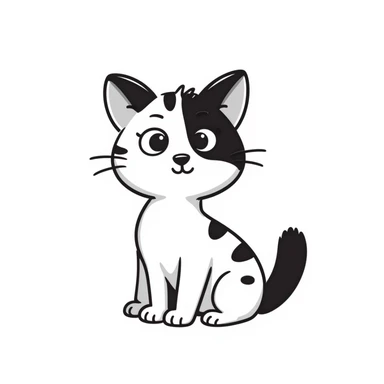 cute kitten, hand drawn doodle style sticker